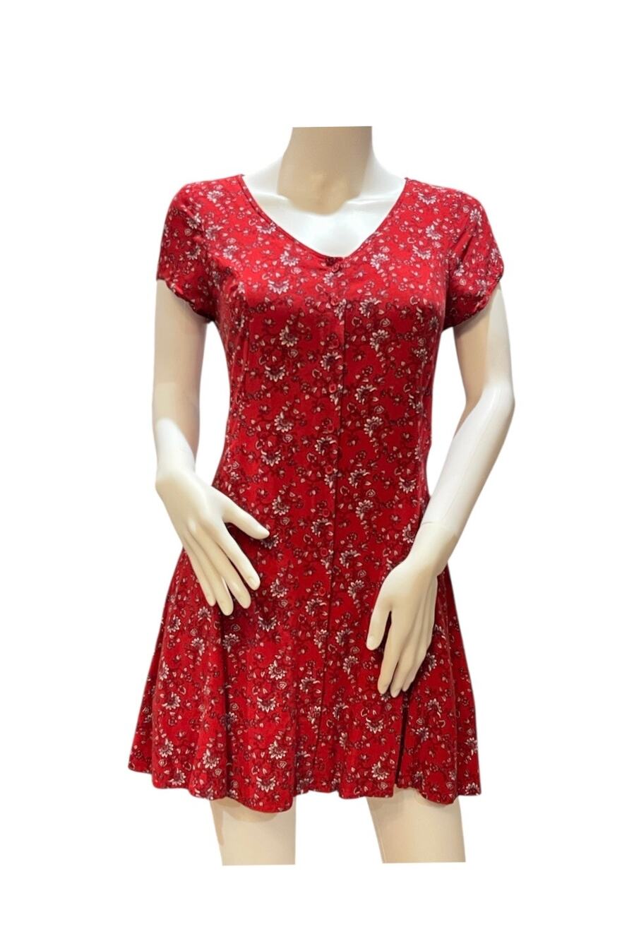 BAND OF GYPSIES Red Floral Bandana Print Dress Small